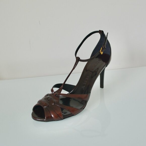 NIB BURBERRY BRIDLE POLISHED DUNSTALL SANDALS - Picture 1 of 9